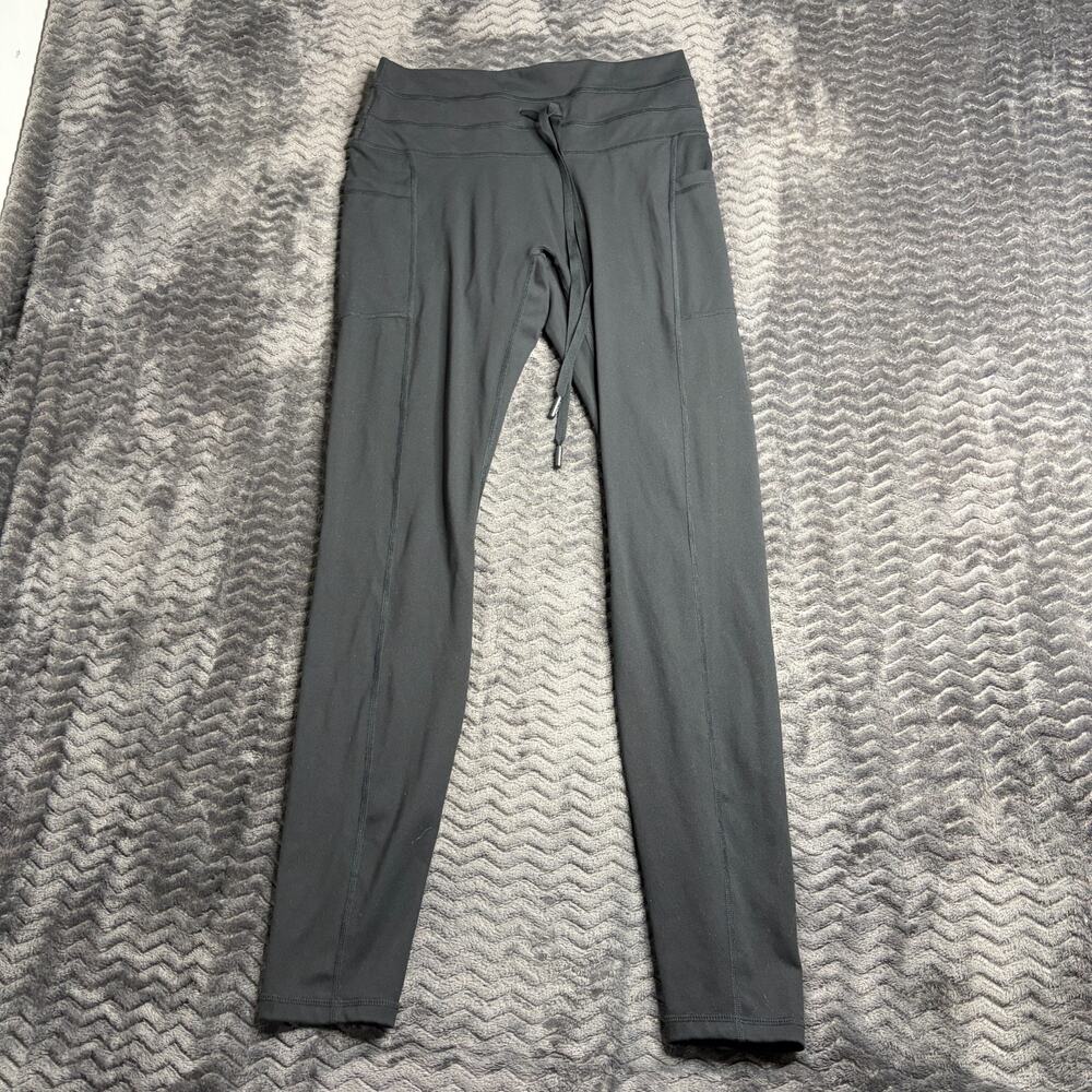 POPFLEX Cargo Legging with Pockets Black High Waisted Drawstring size Large